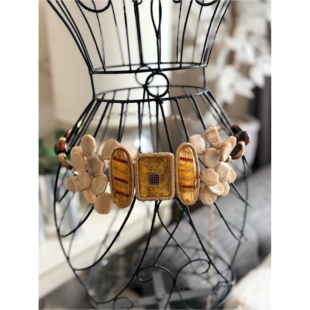 VTG Chico’s Faux Stone Resin Statement Adjustable Chain Link Belt